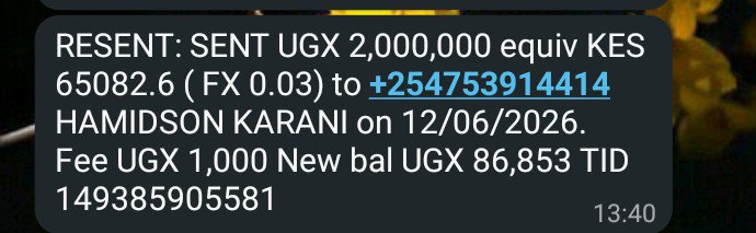 ANakiyuka85748's tweet photo. I wanted to bring this to your attention that Airtel is at it again, taking people's money without their consent. 

Last week on the 12th, 3:34am in the morning, a transaction was made from my line, that took 2m, and sent it to  a Kenyan Safaricom line. I never noticed a transaction was made the next day, because no message was sent to my line. 

Until I bought some minutes the next day, that's when I saw the balance was less by 2m, I called their customer care, they made it clear to me that I actually sent the money my self at 3am in the morning to the Kenyan line. 

I went to their service center on Saturday, these centers are very useless, full of arrogant and "don't care" Humans. 

I was referred to Bugolobi at their appeal center, I don't really expect much from them. 

Is there anyway we can publicly call for their action? 

Shall be very Greatiful. 

Kind regards
 Hello @Airtel_Ug , this information is from my inbox...I thought you guys had stopped taking people's money anyhow