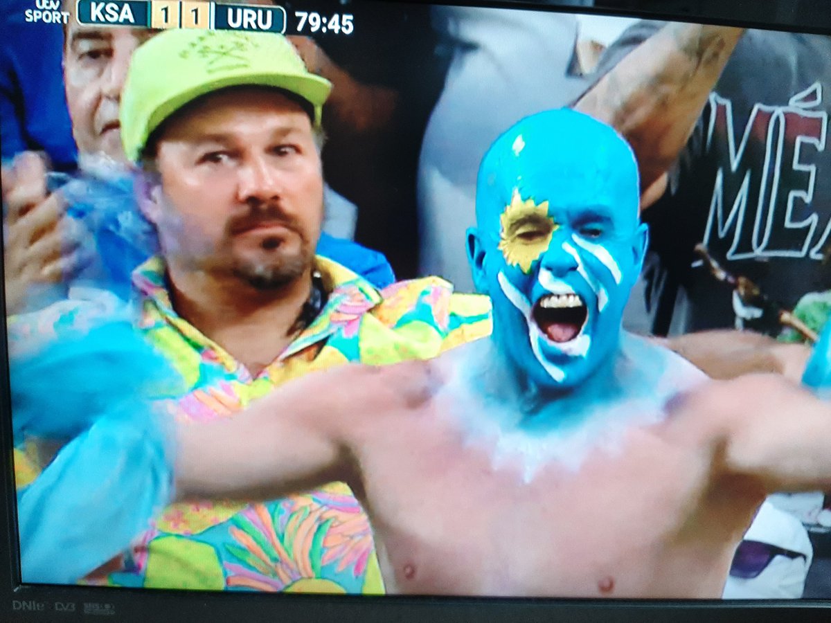 MarkPeters81's tweet photo. Match 15 - Saudi Arabia 🇸🇦 1-1 🇺🇾 Uruguay - Blue heads and snazzy shirts as Wyclef Jean fails to realise who he's messing with!

#KSAURU #WorldCup #SaudiArabia #Uruguay #WorldCup2026 https://t.co/oS0m96VQaZ