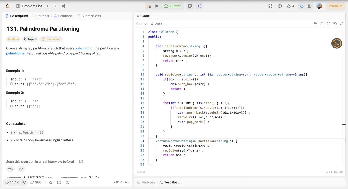 RaghuveerK2007's tweet photo. Day 17 of #SDESheetChallenge ✅        

Solved:                            

• Combination Sum
• Combination Sum II
• Palindrome Partitioning
• Permutation Sequence 

Recursions  : 4/4 completed📈📈

@striver_79
@takeUforward https://t.co/wodxcw9jC7