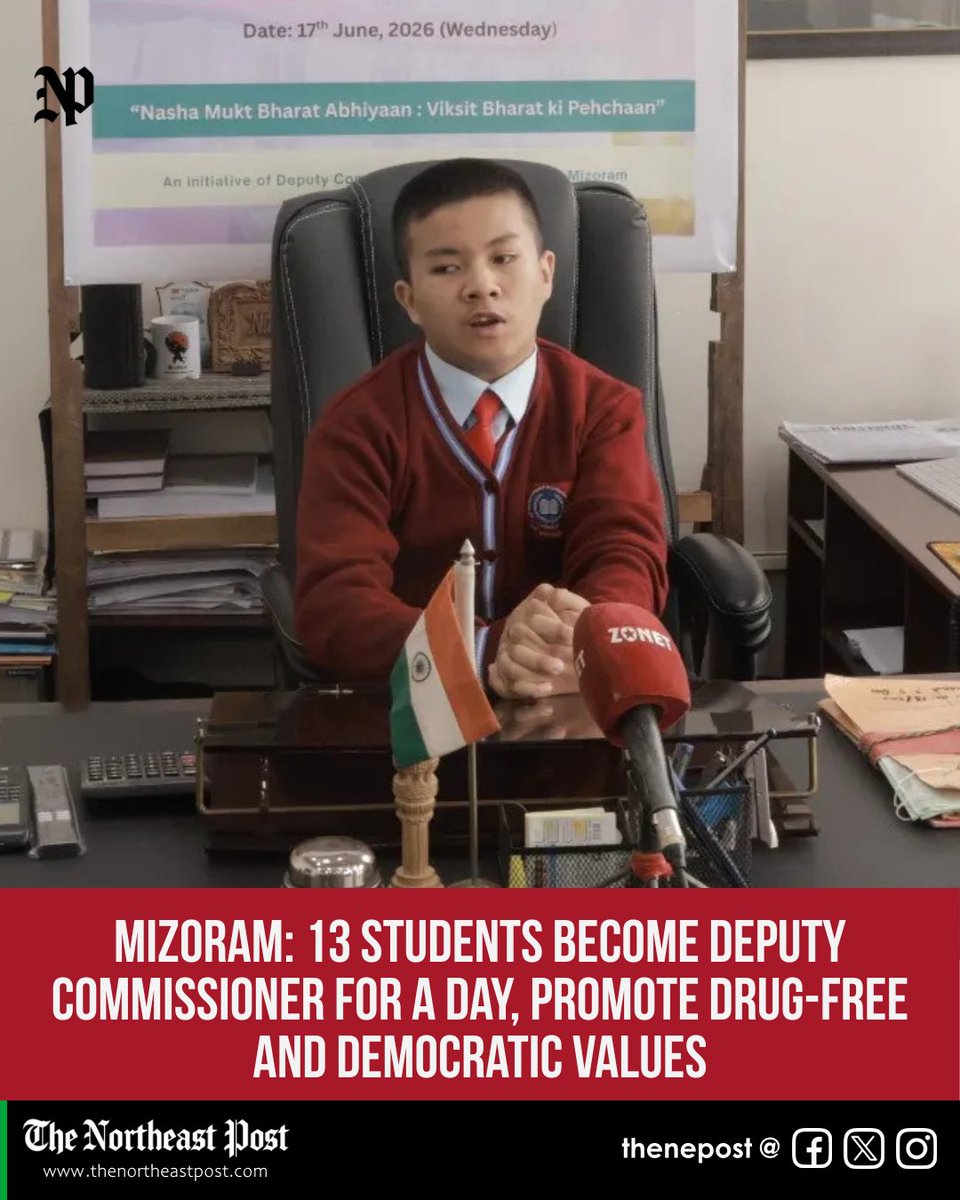 thenepost's tweet photo. #Mizoram | Thirteen students from Lunglei experienced governance firsthand as Deputy Commissioner for a Day, learning leadership, democracy &amp; public administration under a special district initiative.

Read @ https://t.co/skPuD3HAc7

#BeDeputyCommissionerForADay #Lunglei https://t.co/CQd2ttx74h
