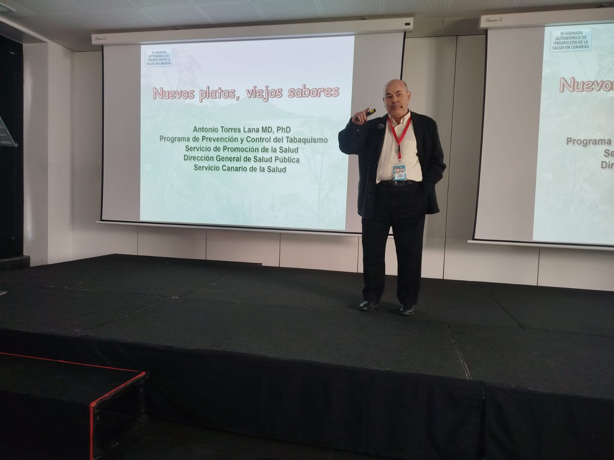 CanSaludable's tweet photo. Ponencia "Nuevos platos, viejos sabores" con Antonio Torres Lana, Responsable del Programa de Prevención y Control del Tabaquismo de la #DGSP del Gobierno de Canarias.
@SanidadGobCan @PresiCan @JuventudCanaria @112canarias @012Gobcan https://t.co/2aKqAoYcoX
