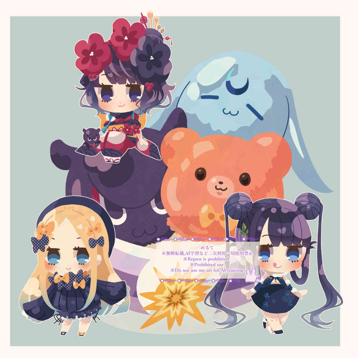 meltymeruteru's tweet photo. 過去絵　アビーちゃん/お栄ちゃん/ユゥユゥ　※二次創作注意 https://t.co/yDu5bDIEKC