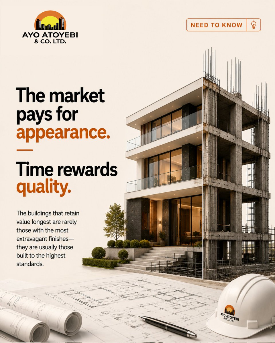 AyoAnd25089's tweet photo. Most investors evaluate what they can see.

Experienced investors pay attention to what they cannot.

Luxury finishes can attract attention. Construction quality determines how a property performs over time, how much value it retains, and how much risk it carries. https://t.co/a31uzzFrXV