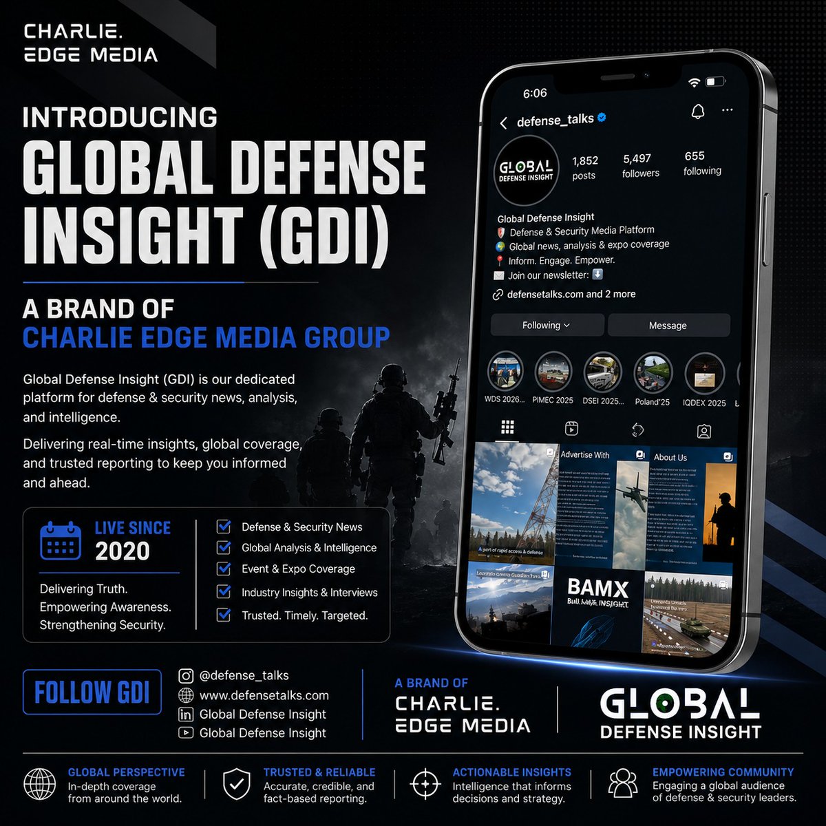 CharlieEdgeMed's tweet photo. Introducing Global Defense Insight (GDI)

Since 2020, Global Defense Insight has been delivering timely defense news, expert analysis, industry insights, and global event coverage to audiences worldwide.

 - @Defense_Talks https://t.co/D2O3FgWHgZ
