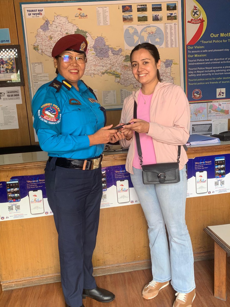 dial1144's tweet photo. On June 17, 2026, Tourist Police Office Bhrikutimandap, Kathmandu, recovered and handed over a lost iPhone belonging to an Indian national, which had been lost in an unidentified taxi. https://t.co/FrxSzngkr6
