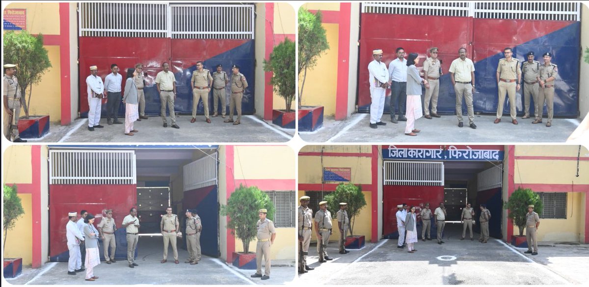 firozabadpolice's tweet photo. मा० जिला न्यायाधीश, #DM_FRZ एवं #SSP_FRZ द्वारा जिला कारागार फिरोजाबाद का औचक निरीक्षण किया गया। निरीक्षण के दौरान कारागार की सुरक्षा व्यवस्था, बैरकों, भोजन व्यवस्था, साफ-सफाई, चिकित्सा सुविधाओं का गहनता से निरीक्षण कर संबंधित अधिकारियों से आवश्यक जानकारी प्राप्त की गई। https://t.co/Z59TeulExz