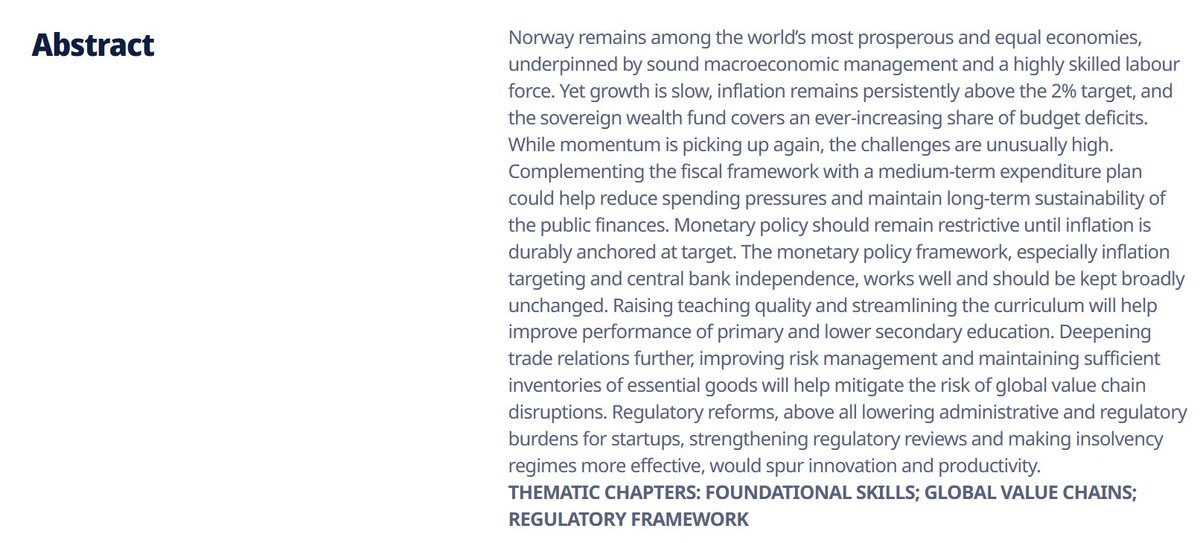 Joachimsl1's tweet photo. OECD har selvfølgelig helt rett. En rentenedsettelse bør være helt utelukket frem til inflasjonsmålet er nådd. Norges bank må tåle å stå i denne upopulære avgjørelsen. 

Hadde Stortinget vært villige til å redusere offentlige utgifter, så ville det ha hjulpet betydelig. Men det skjer nok ikke. Da må sentralbanken gjøre jobben alene.
