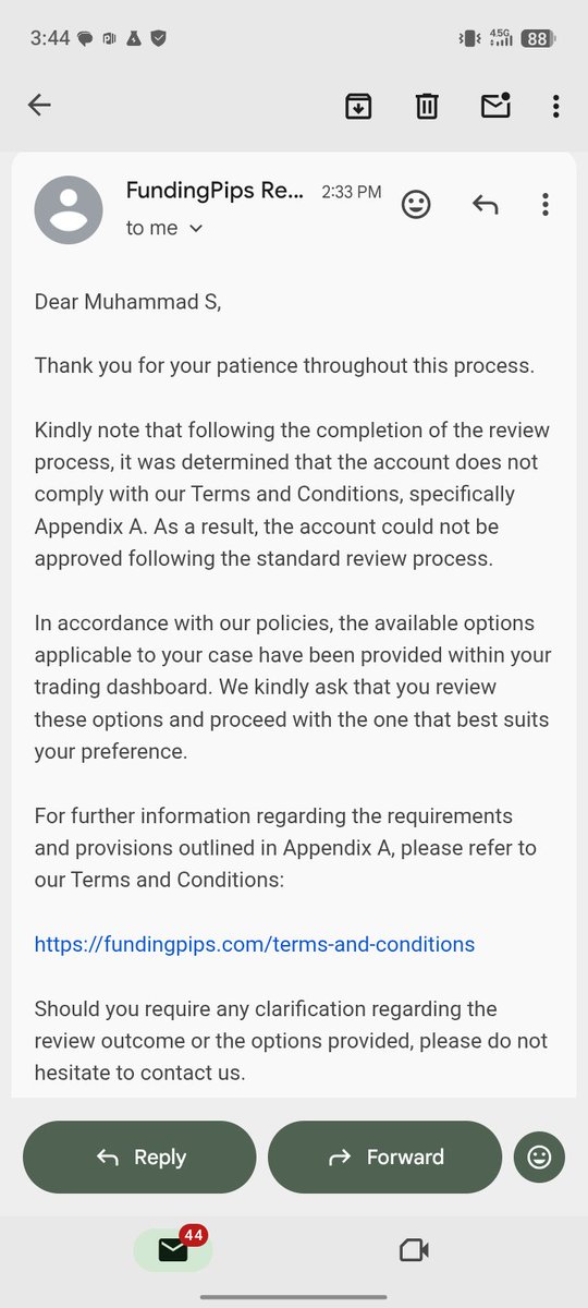 MuhammadSa4f's tweet photo. @Khldfx @fundingpips @Khldfx I passed my step 2  phase 2 evaluation in a single attempt, trading within your rules ( daily loss limit is 5%, my SL was set well within that at -$3500). My account was flagged and I was only given reset or refund as option. Please restore my account. https://t.co/sIZmdjXKCl