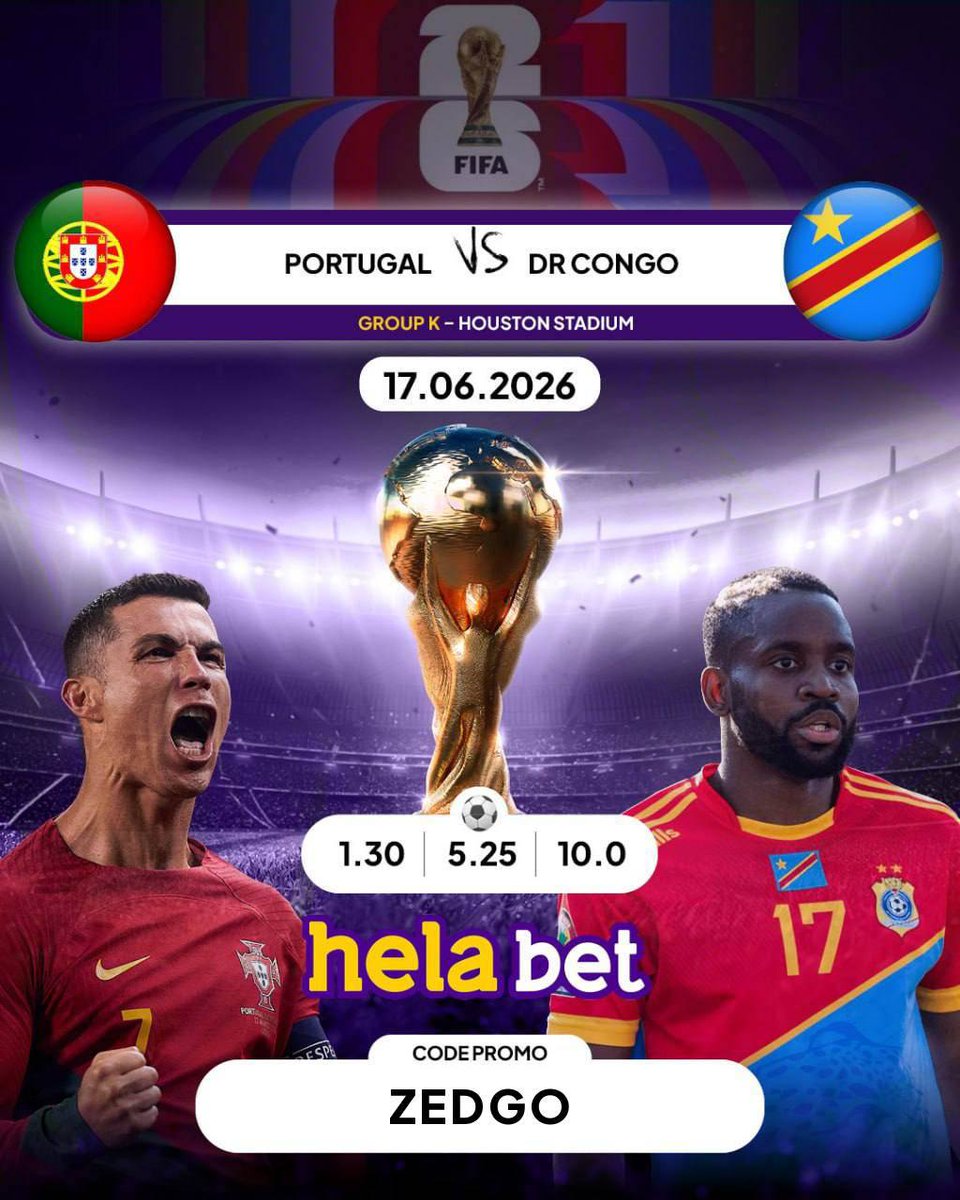 ZedGossip's tweet photo. ⚽🔥 Portugal vs DR Congo is here!
👇 Drop your score prediction in the comments!
🎁 New users can unlock an exclusive 130% First Deposit Bonus when they register using our link and enter:
Promo Code: ZEDGO
🚀 Sign up today 
https://t.co/c1crbfk6Fv https://t.co/GLw5OOO6sh