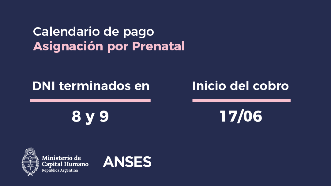 ansesgob's tweet photo. Hoy cobran Asignación por Prenatal: DNI terminados en 8 y 9.
#Calendariodepago #ANSES https://t.co/LhCwuZ9FeZ