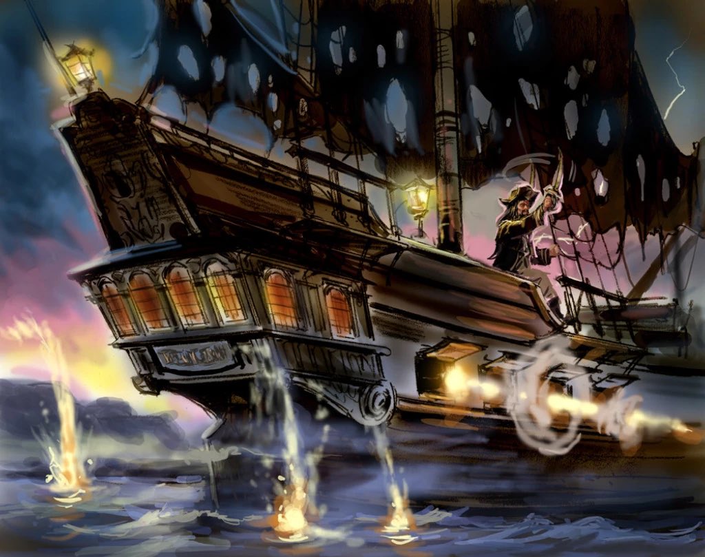podcastpotc's tweet photo. This Friday, we’ll be taking a deeper look at the 2006 refurbishment of the Pirates of the Caribbean attraction. Take a look at these amazing pieces of concept art done by Chris Turner. I love how most of what is depicted here actually made it into the attraction! https://t.co/ToVW5aIjQT