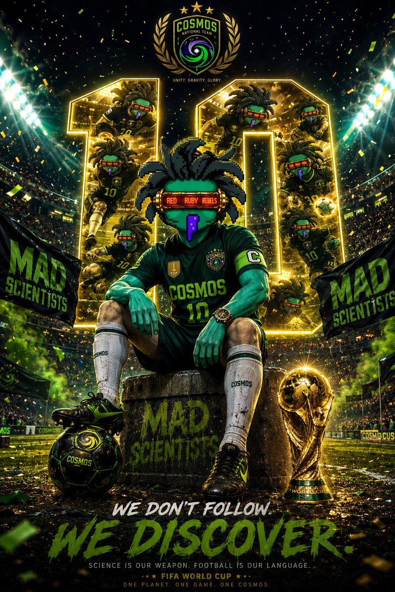 Zirpu33's tweet photo. Ready to win the world cup. @madscientists_x i put my #RedRubyRebels quarz on to have the perfect vision. What team are you supporting? @cosmos @_MASKED_NFT_ @osmosis @StargazeZone @EmpireBullNft https://t.co/H86vLhBtS4