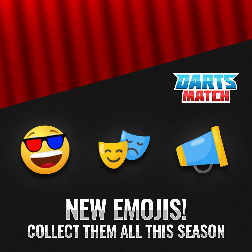 DartsMatchApp's tweet photo. Bring the drama to every match! 🌟

Show Business Emojis are here — from theatre masks to star-studded reactions.
Collect the full cast this season! https://t.co/yh5rHz6V9S