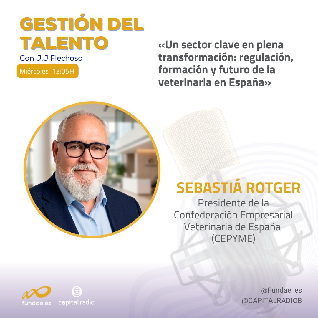 Fundae_es's tweet photo. Hoy tenemos mañana de radio en el nuevo programa de Gestión del Talento en @capitalradiob con @jjflechoso. Trataremos de formación, empleo y talento en el sector veterinario 🐱 🐶.

📻 ¡Sintonízanos!

https://t.co/y2JtboUwjT https://t.co/QbKNGpwFOy