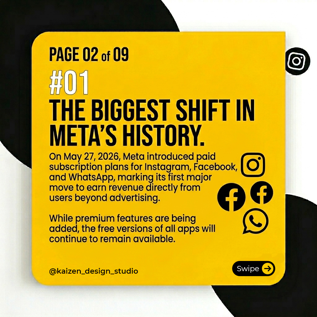 StudioKaizenLLP's tweet photo. Meta’s new subscription plans are here!
Boost credibility, visibility & engagement with the right Meta plan for your brand.
Need expert guidance?
📞 87669 55048 | 75076 25634
🌐 https://t.co/IjU3JuRBte
#Kaizen360Branding #MetaSubscription #MetaVerified #DigitalBranding https://t.co/QUsmjny1SH