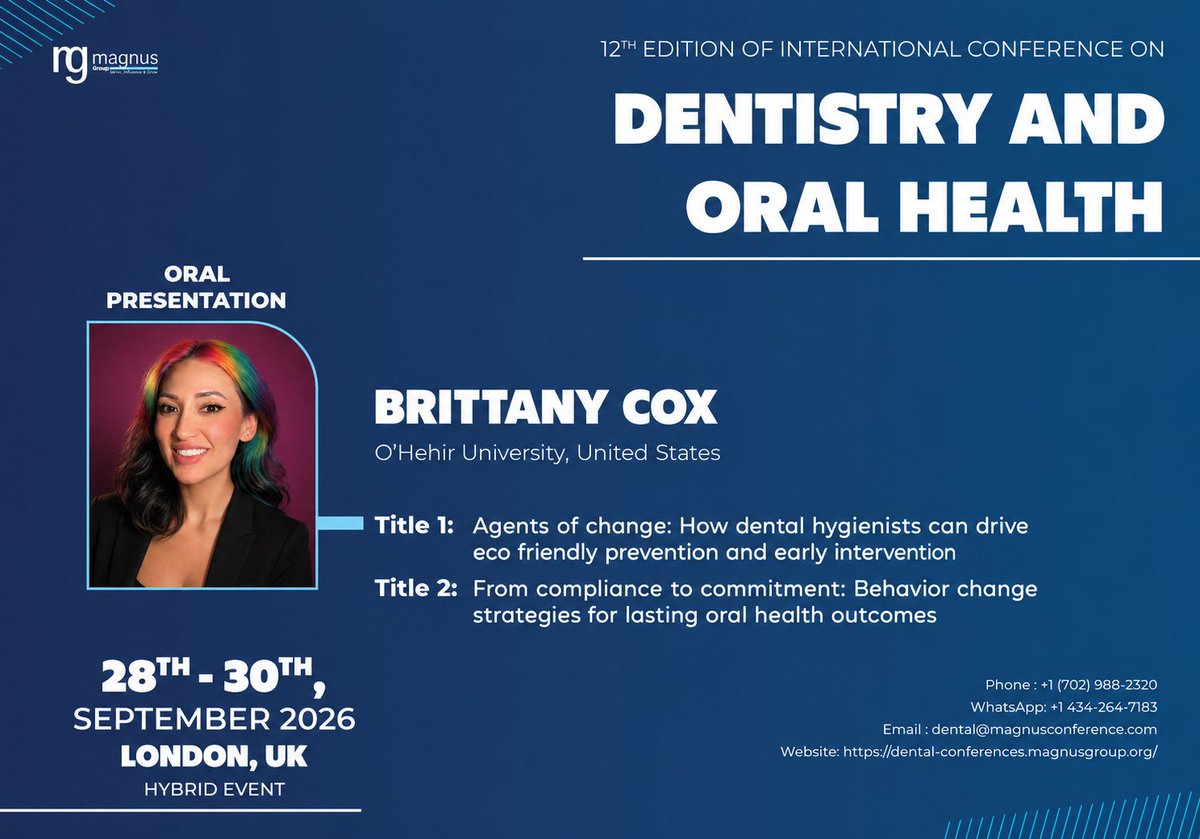ICDOConference's tweet photo. 🎉 New Speaker Alert!

Welcome #Brittany Cox  from USA to the speaker lineup of @ICDOConference  2026 hosted by @magnus_group ! 🦷✨

📅 Sept 28–30, 2026
📍 London, UK &amp; Virtual
⏳Secure your spot today
https://t.co/KPWKYU6RhU

#DentalMeetings #DentistryEvents #OralHealthSummit https://t.co/YEzDt3Dnh6