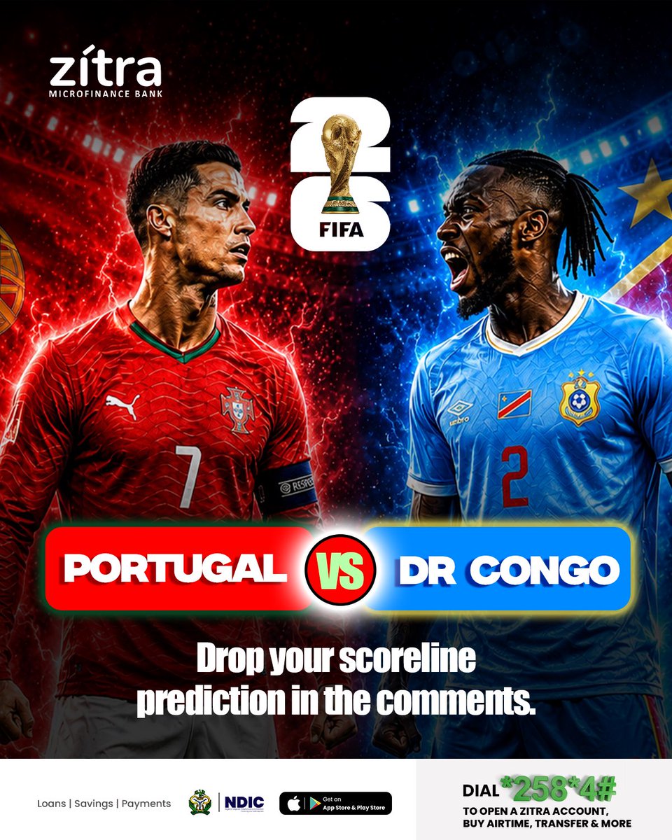 ZitraNigeria's tweet photo. Predict the scoreline and stand a chance to win cash prizes!

Eligibility:
✅ Follow @ZitraNigeria
✅ Retweet
✅ Comment your prediction

Winner gets credited via Zitra Ease.
Let’s go!!! https://t.co/aa5EsTdbK3