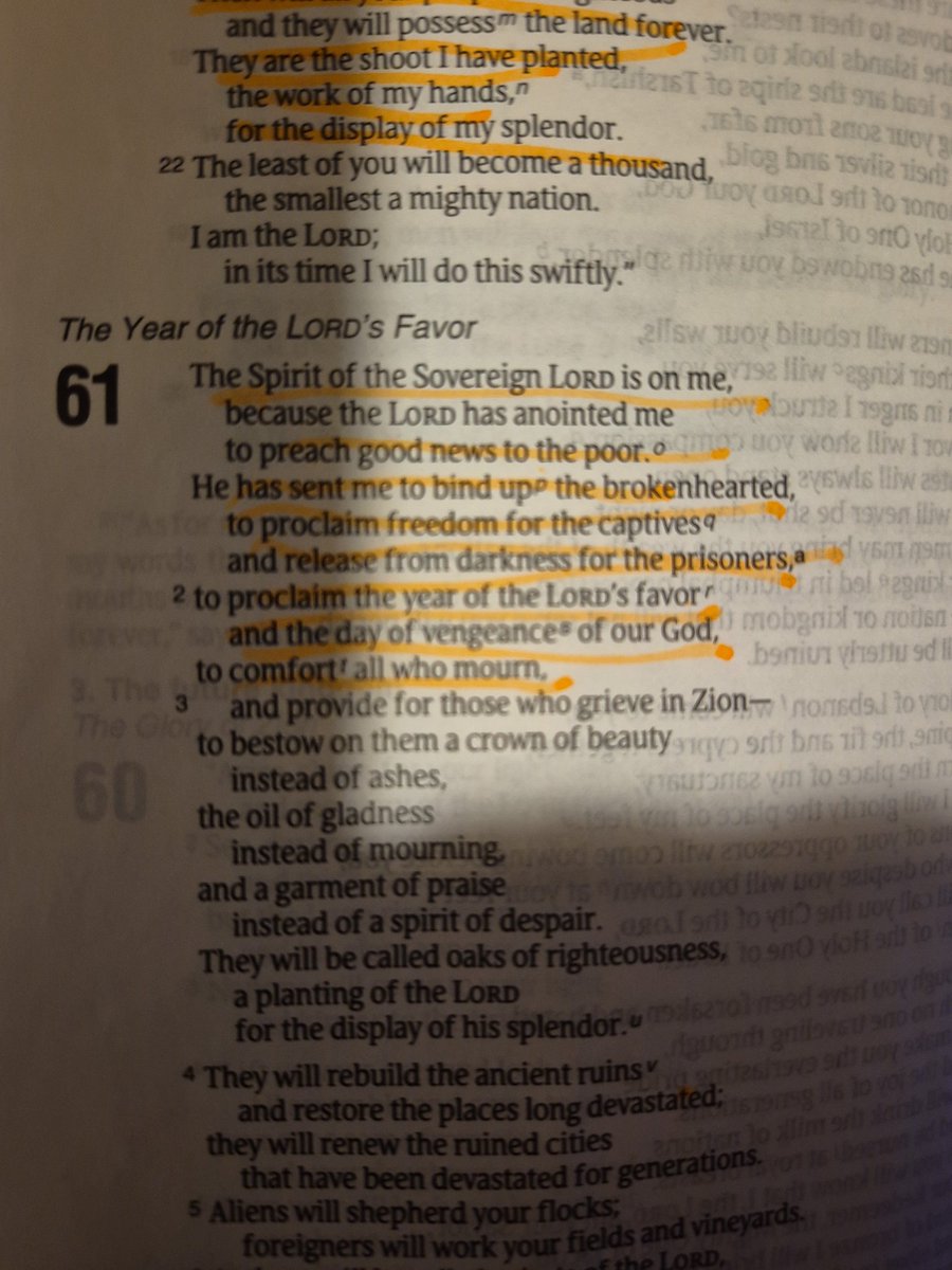 Carl13096850's tweet photo. Isaiah 61:1
The Spirit of the Sovereign Lord is on me, because the Lord has anointed me to preach good news to the poor. He has sent me to bind up the brokenhearted, to proclaim freedom gor the captives and release from darkness the prisoners https://t.co/Epk3leo6nY