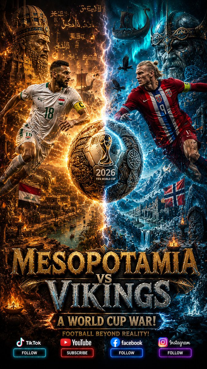 grayclasy's tweet photo. 🔥🇮🇶 Iraq 1–4 Norway 🇳🇴🔥
🏆 FIFA World Cup 2026 — Group I
🏟️ Gillette Stadium, Boston
📅 June 16, 2026

━━━━━━━━━━━━━━━━━━━
🔥❄️ A massive emotional showdown is coming! 🇮🇶 🇳🇴 #IRQvNOR #LionsOfMesopotamia #VikingPower #WorldCup2026 #FIFAWorldCup https://t.co/8rrppU65Ek