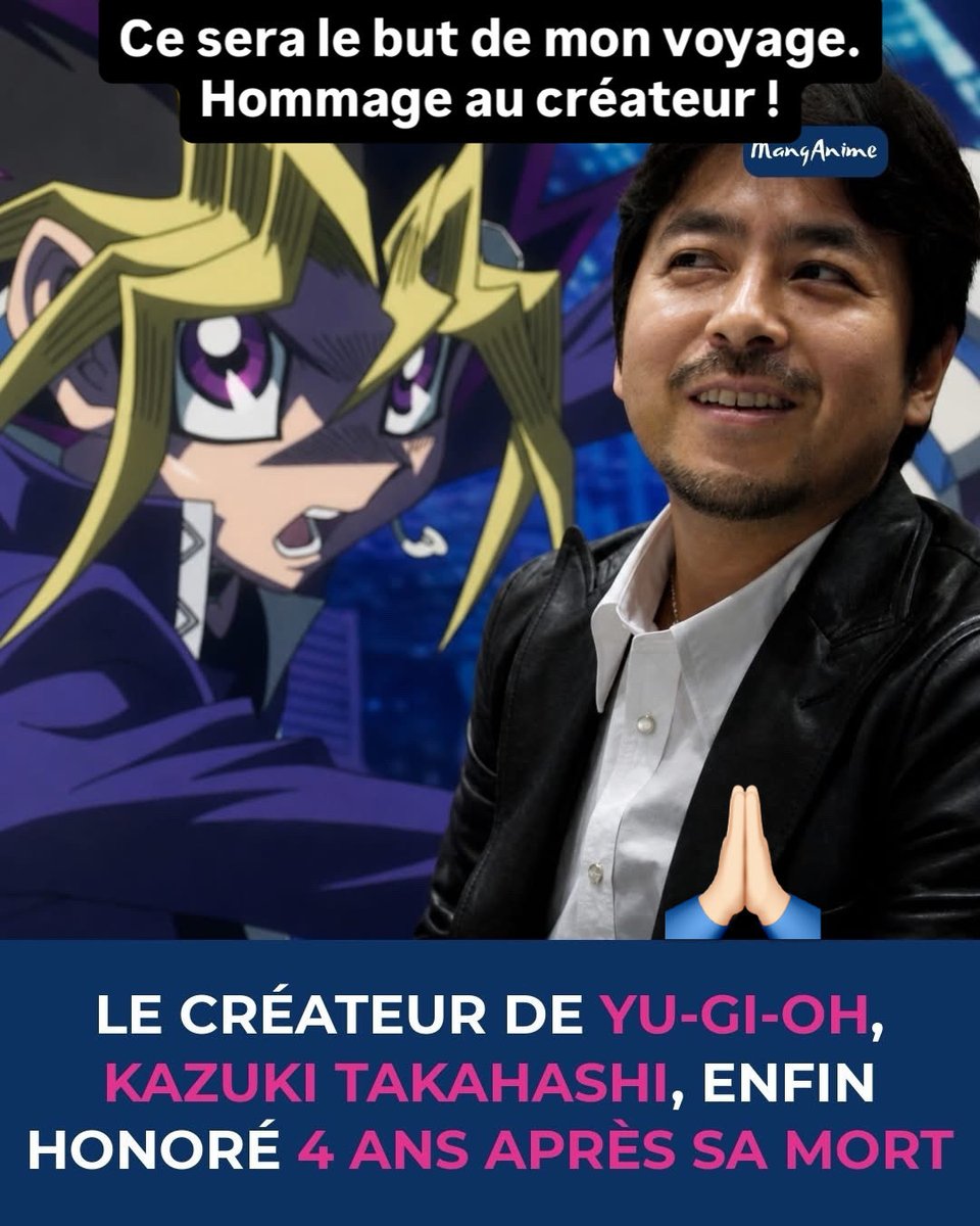 Laurent_Sao's tweet photo. J’ai prêté ma voix française à Yugi pendant 20 ans.
Son créateur, Kazuki Takahashi, sera enfin honoré à Tokyo cet hiver.
Ce sera le but de mon voyage. 🙏🏻
#YuGiOh #MangaFR #JapanExpo2026 https://t.co/4A9yFoJfXr