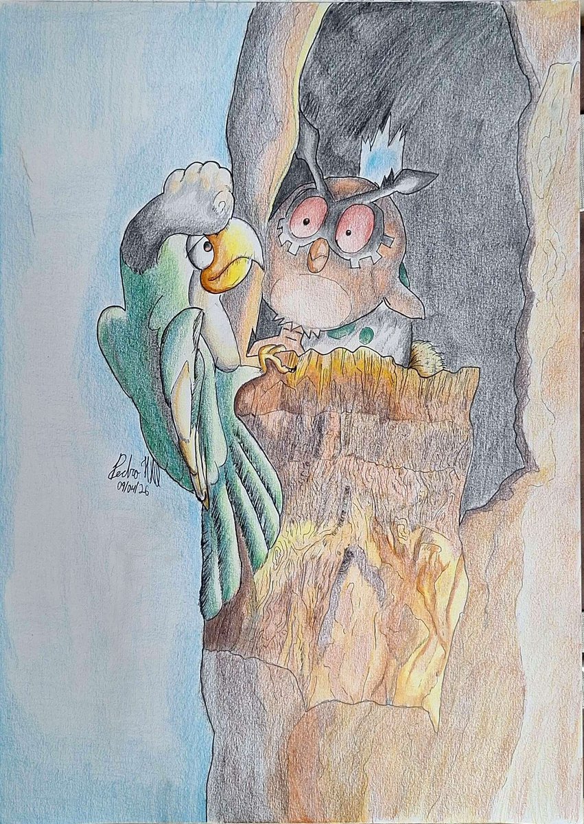 ph2dorigueto's tweet photo. Pokemon nature - squalkabilly indo atazanar a vida de um hoothoot e do que estiver dentro do tronco. #Pokémon #artistoftwitter #artistsmall https://t.co/PXuwbPLuMQ