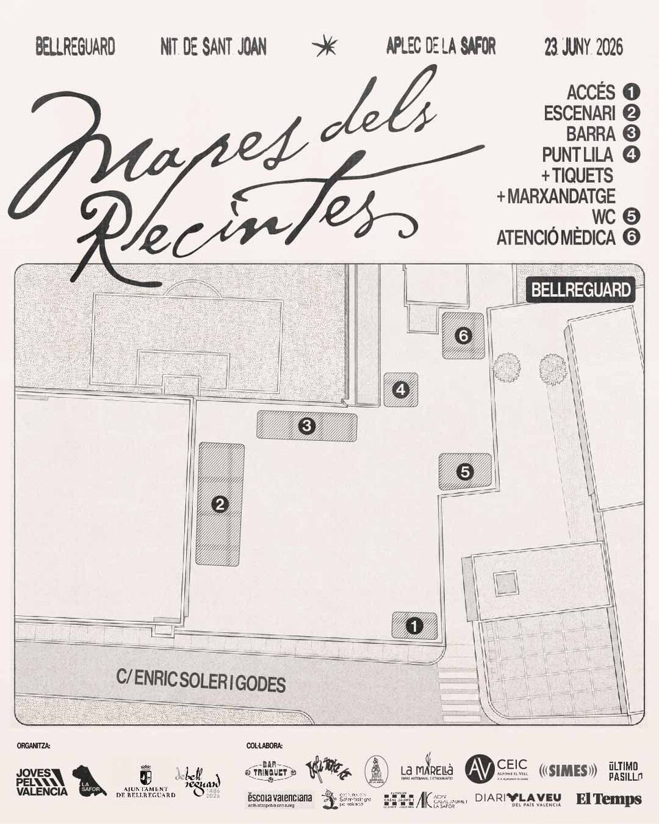 JovesXValencia's tweet photo. 🗺️ Ací teniu els mapes de l’Aplec de la Safor 2026 perquè trobeu fàcilment tots els espais, activitats i serveis durant l’Aplec.

També vos hem preparat un mapa interactiu. Vos deixem l’enllaç a la bio.
Guardeu-ho, compartiu-ho i prepareu-vos per a la millor nit de l’any. ⭐️✨🌛 https://t.co/u7DdUc2Tdn