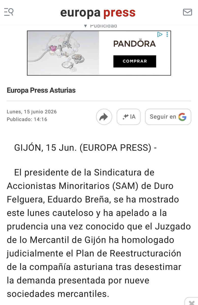 brenaybrena's tweet photo. Desde el #SAM de #DuroFelguera, accionistas aún, q vendimos la mayor parte de acciones cuando ni #SEPI ni @GrupoProdi ni @motaengilmexico quisieron reunirse con el #SAM, despreciando a los minoritarios, recordamos q está pendiente una AK de cientos de millones de títulos.

Ojo!! https://t.co/kZ4wI77sxy