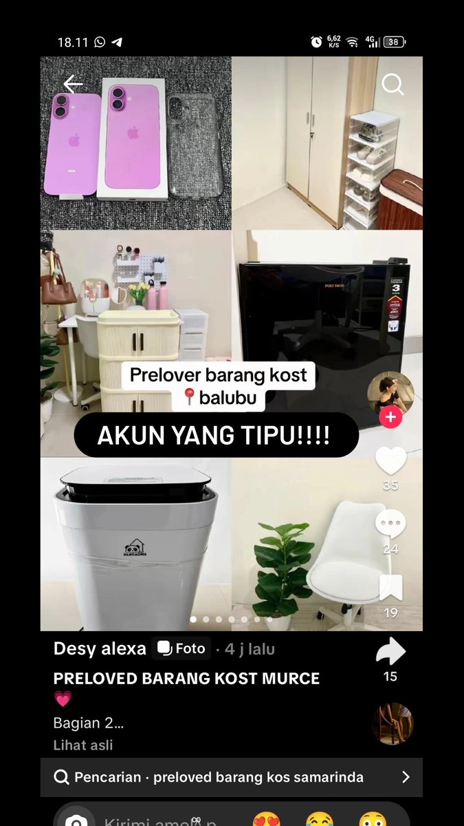 rreeysho's tweet photo. ‼️HATI-HATI PENIPUAN ‼️ GUYS AKU BARU AJA DITIPU DI TICKTOCK DENGAN AKUN @preloveddesylexa ‼️‼️‼️😭😭😭😭

#preloved #penipuan #BarangKost #KingRezaPahlavi‌ForIran #Mbappé #17giugno2026 https://t.co/YsFkjHg15A
