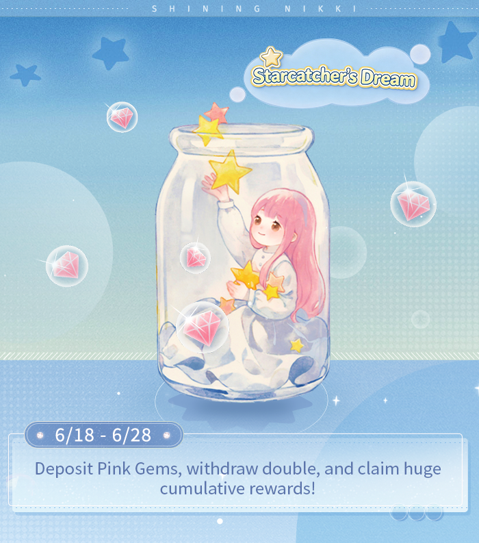 ShiningNikki_SN's tweet photo. ✨Momo's Notice✨
[Starcatcher's Dream] Event will start!
During the event, deposit Pink Gems and withdraw double!

Event Time:
6/18, 5:00 - 6/28, 23:59
Rewards Collection:
6/18, 5:00 - 6/29, 23:59

>>>Download Game: https://t.co/yKaTRqwi31

#ShiningNikki #Papergames https://t.co/4yyMnoeMgQ