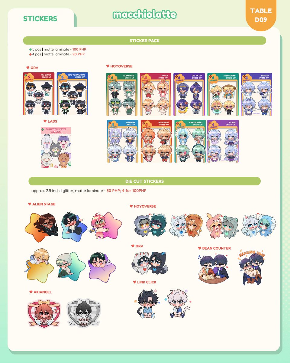 macchiolatte's tweet photo. [RTS✨] 
my catalogue for @BlushCon~ I'll be near the entrance^^  please come visit if you can~

📍table D09
🍀orv (joongdok), hsr (phaidei, dancae, lil phainaxa), link click, alnst, lads, green yuri
🍉stamp rallies + freebies  + map below

(1/2) 
#BlushCon2026 https://t.co/EReByTeW8B