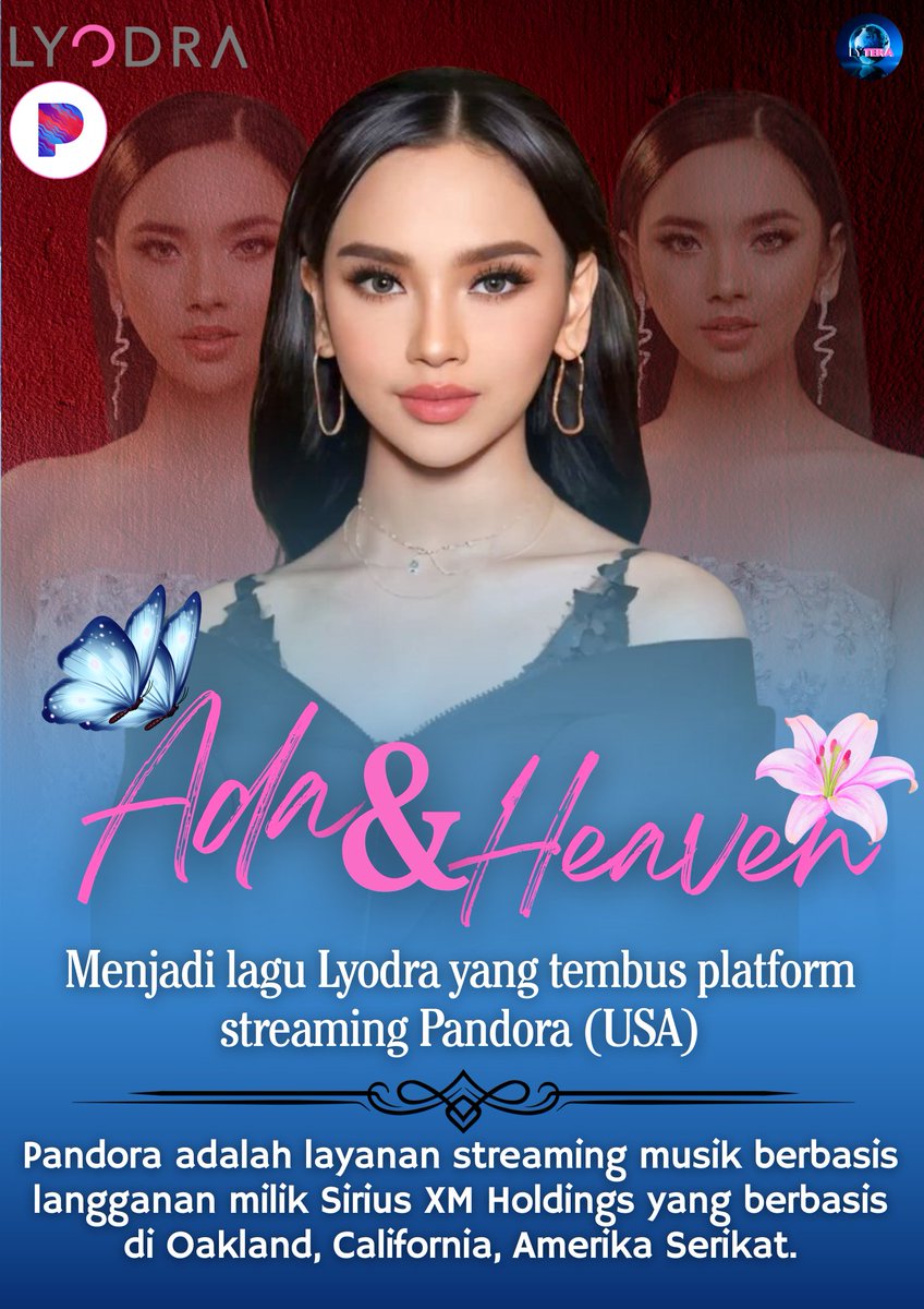 whileystone's tweet photo. Ada &amp; Heaven merupakan lagu Lyodra yang tembus platform streaming Pandora (USA) berturut-turut tahun 2022-2023 #lyodra #afgan #callumscott #ada #heaven https://t.co/LdH8dBKpEO