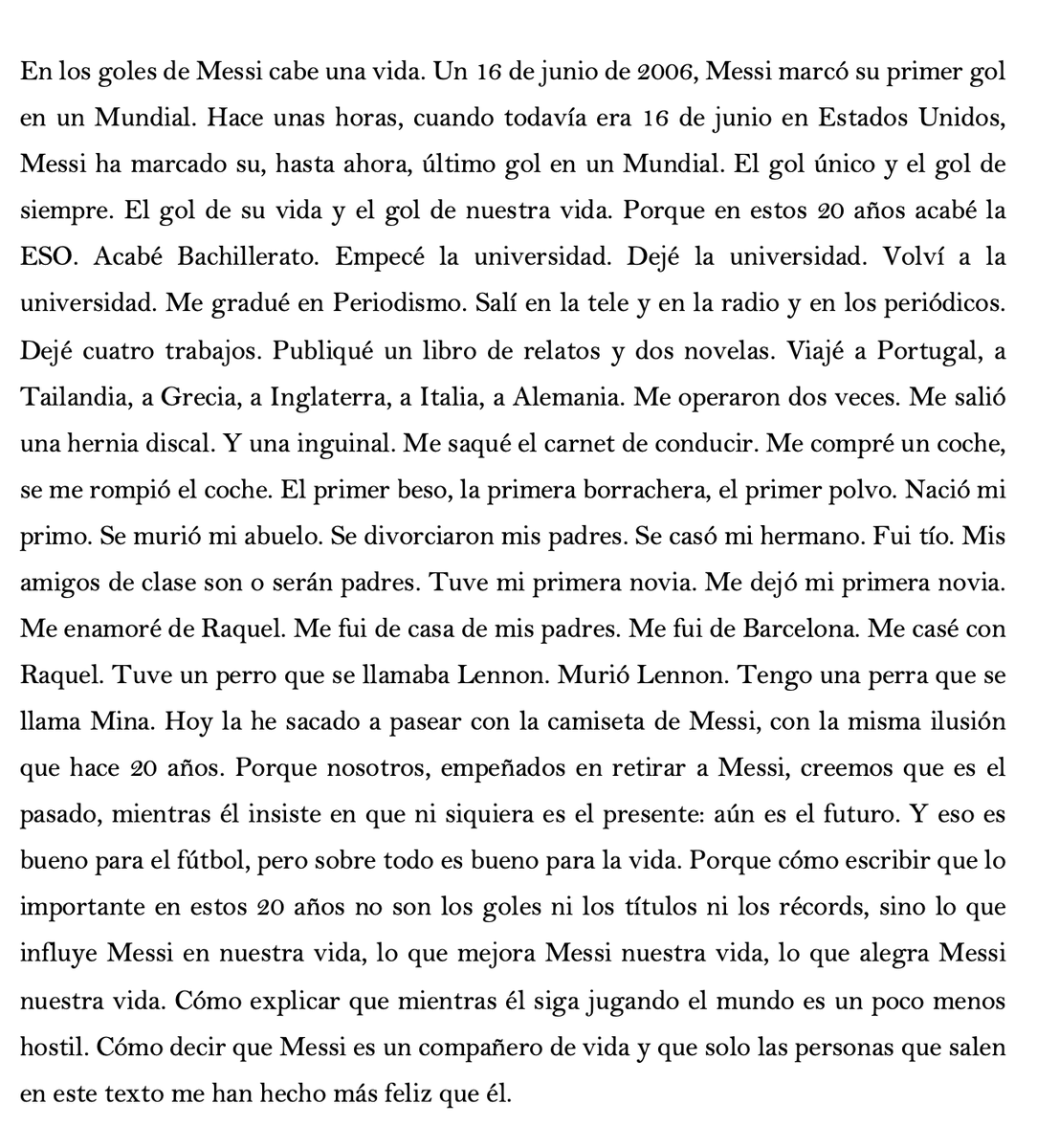Sergiovazquez14's tweet photo. Día 6: Messi es un compañero de vida.

Un 16 de junio de 2006, Messi marcó su primer gol en un Mundial. Hace unas horas, cuando todavía era 16 de junio en Estados Unidos, Messi ha marcado su, hasta ahora, último gol en un Mundial. https://t.co/YeLxnRn0lP