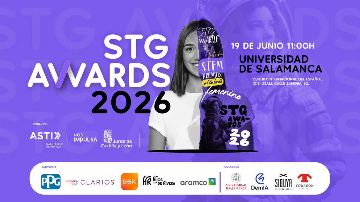 BISITE_USAL's tweet photo. 🤭 Este viernes, la @usal, a través de la Cátedra #DemIA, acoge los #STGAwards2026🥳

🤗 Un día en el que coinciden algunas de las mentes jóvenes más brillantes del país en STEM. Un día en el que escuchas ideas que no solo inspiran… sino que anticipan el futuro 🔬🚀 https://t.co/IYuTdalCwe