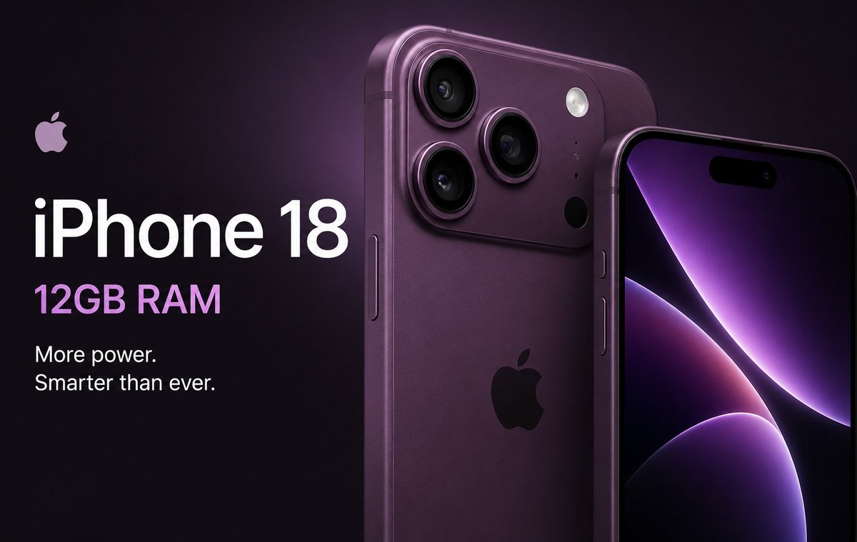 AppleDecodeded's tweet photo. 🚨 New leaks suggest Apple could finally bring 12GB RAM to the standard iPhone 18, a 50% jump over the current 8GB configuration.

The upgrade is reportedly aimed at powering more advanced Apple Intelligence features and future Siri improvements, while Apple may keep pricing unchanged despite higher memory costs.

If true, the base iPhone 18 could be the biggest RAM upgrade in iPhone history. 👀