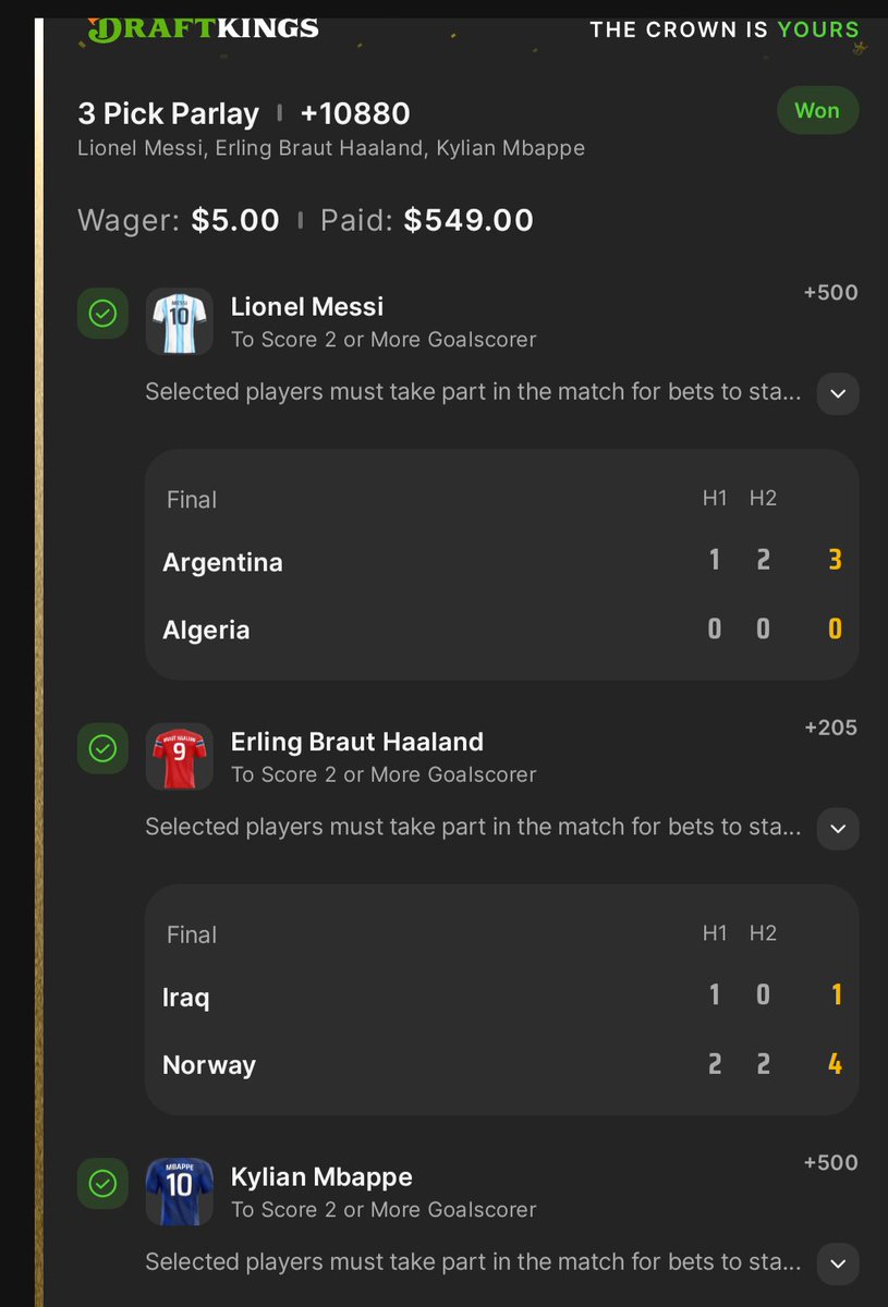 ColdShanklol's tweet photo. @CodyBrownBets Threw this in after taking them all to score 1 each. https://t.co/NSXyFF0Q1j
