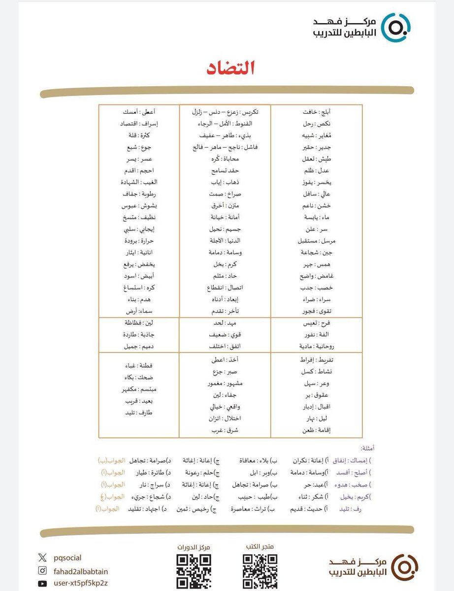 areejmahammed's tweet photo. مجموعة من المترادفات والمضادات  تفيدكم في حل جزئية المفردة الشاذة والتناظر اللفظي لاختبار #القدرات 
#قدرات_ورقي #قدرات_محوسب https://t.co/fWYsXp6RM1
