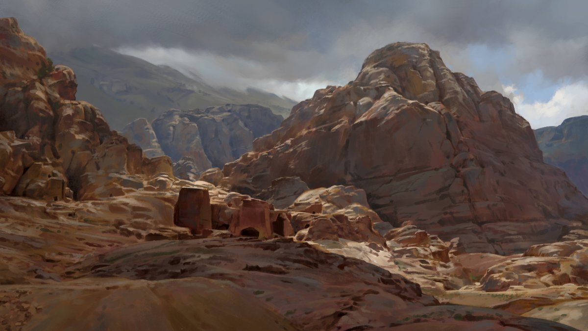 noahbradley's tweet photo. If you go to Petra, you kinda have to paint Petra https://t.co/Z1SHr7us8Z
