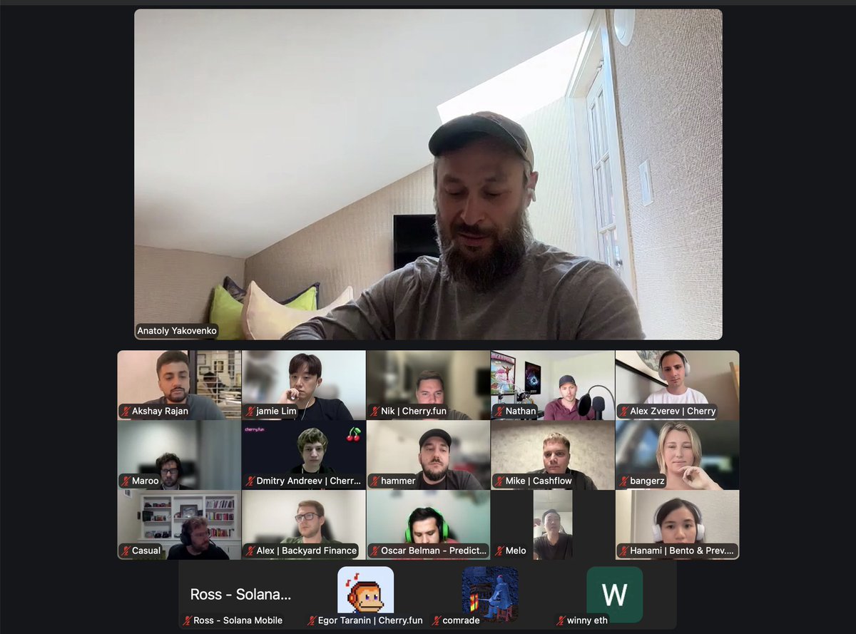 CryptoJHLim's tweet photo. [Kinlog on Seeker (@solanamobile)] (18)
MONOLITH Hackathon Winners Call.
With @toly and the other winners. 🫡

Got to introduce Kinlog. @kinlogfit 
Got to ask my question.
Grateful to be in the room.

Thanks @solanamobile , @RadiantsDAO 
for making this happen.

#Kinlog #SolanaMobile #Seeker #Solana