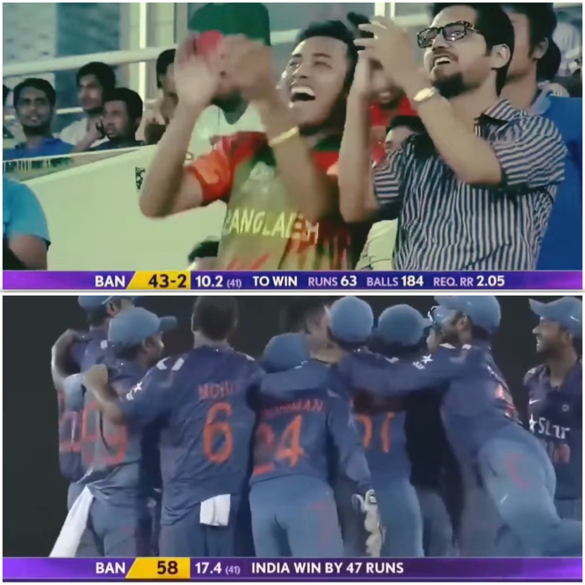 niranjan_69's tweet photo. On This Day in 2014, Stuart Binny's 6/4 helped India to defend 106 Runs against Bangladesh. 

Bangladesh were bowled-out from 44/2 to 58/10

India 🇮🇳 105 (25.3)
Bangladesh 🇧🇩 58 (17.4)

▪️ India's 105 was their lowest score against Bangladesh in ODIs.

▪️ Bangladesh's 58 was their joint lowest score in ODIs

▪️ Taskin Ahmed became the first Bangladesh bowler to claimed a five-wicket haul in ODIs

▪️ Stuart Binny's 6 for 4 was the best bowling figures for India in ODIs