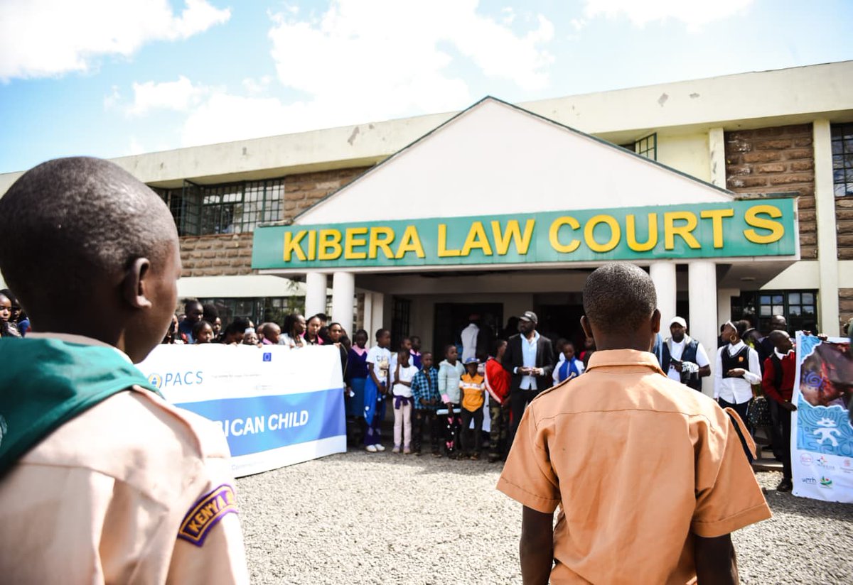 Kenyajudiciary's tweet photo. Kibera Law Courts led by Chief Magistrate Stella Atambo, marks the Day of the African Child,' under the theme, "Ensuring Universal Access to Water, Sanitation and Hygiene for every Child in Africa" at the Court, in Nairobi. https://t.co/k0yhE47Gn2