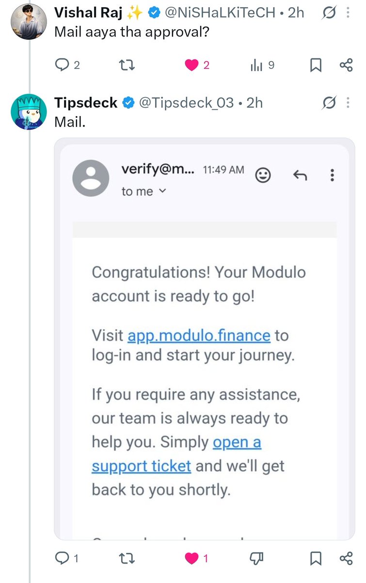 NiSHaLKiTeCH's tweet photo. 🚨🪂 Good News For Modulo Users 🔥

@ModuloFinance has officially increased onboarding capacity this week, allowing more users to join the platform 🔥

• New users get:
🎁 1 Month Free Subscription
💵 Extra $1 Bonus after 30 days

✅ Secured your whitelist spot via Modulo Hub? Keep a close eye on your email inbox (and spam folder) for your activation notification

📩 Received your activation? Simply visit the Modulo Web App to complete your registration and begin your journey

⏳ Still waiting? No need to worry access is being granted in batches. Please monitor your inbox for your invitation