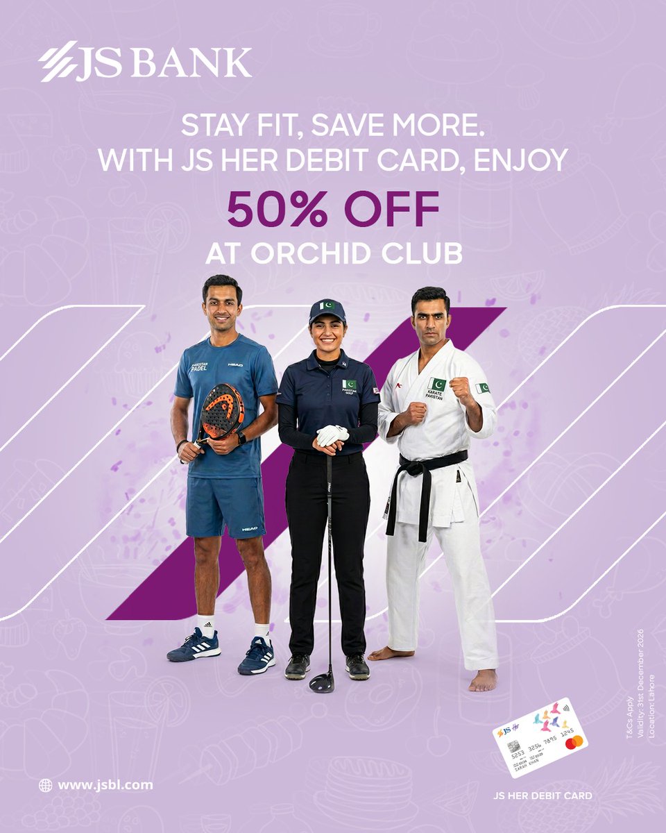 JSBLPak's tweet photo. From fitness goals to dining plans, your JS Her Debit Card helps you enjoy more while spending less.

Unlock exclusive discounts across lifestyle experiences and make every outing more rewarding.

T&amp;Cs apply.

#JSBank #BarhnaHaiAagey #JSHer #LifestyleBenefits https://t.co/U4D4HRgbRj