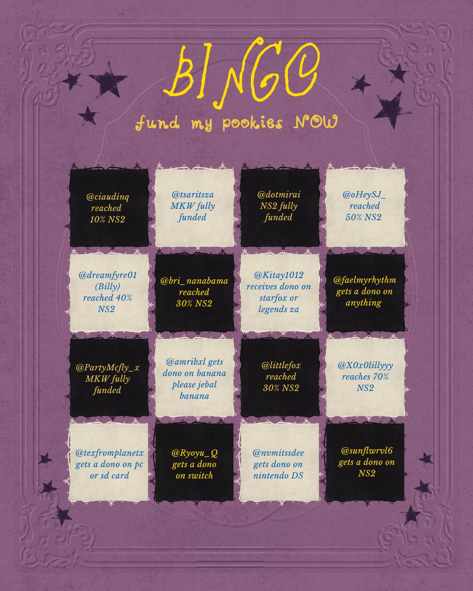 amribxl's tweet photo. I made a mini throne bingo inspired by @therepvault13 !! 

let’s go fund my pookies NOW ⭐️
(tags + links below!) https://t.co/Rb1Q2Y9OuY