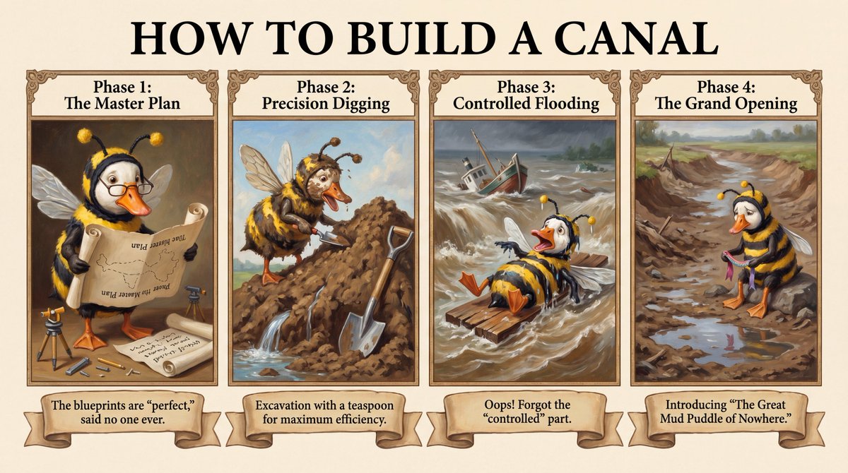 GOOSE__BEE's tweet photo. How To Build A Canal https://t.co/q7C72Y1RIw