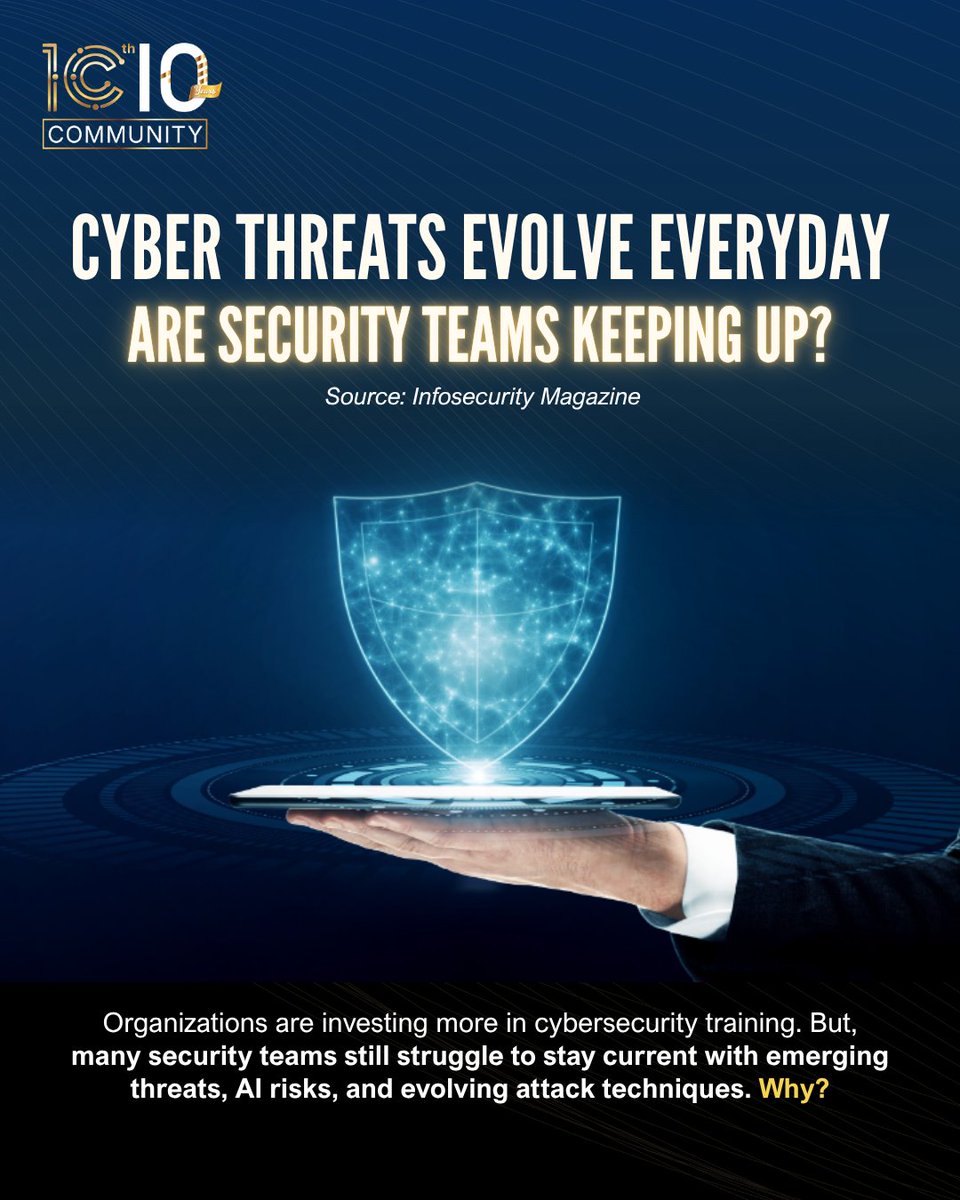iCIOCommunity's tweet photo. As cyber threats evolve, organizations must make learning a priority for security teams.

Swipe left and read more insight about continuous learning to strengthen cybersecurity.

#iCIOCommunity #CybersecurityPractice #EnterpriseSecurity https://t.co/qnrQh7bed5