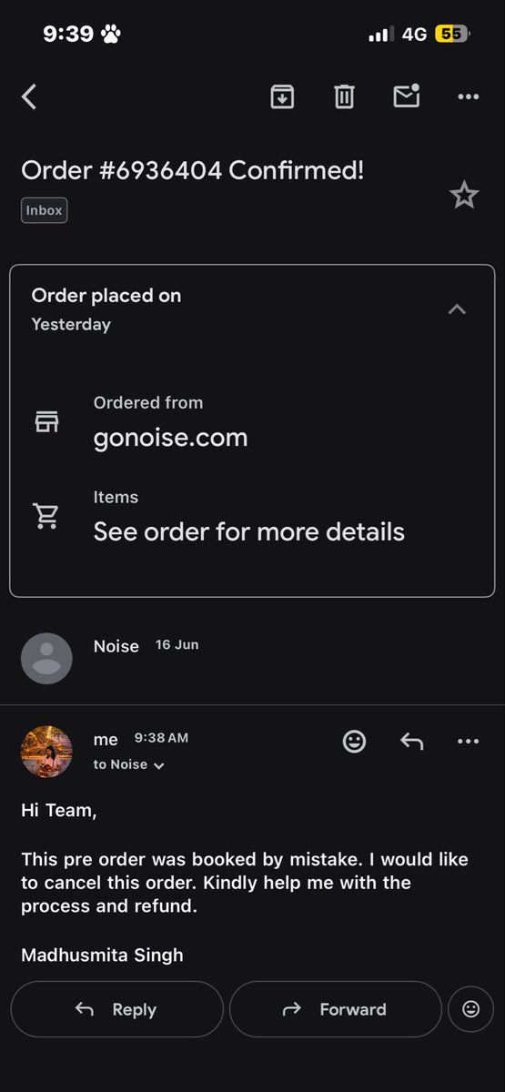 BituMadhusmita's tweet photo. @gonoise Dear team since morning I am trying to cancel my preorder . However I am unable to get the assistance from your team's end. I am unable to get it touch with your team members too. Kindly look into this else I will raise a complain at consumer court. https://t.co/Q1uFRU4Hk0
