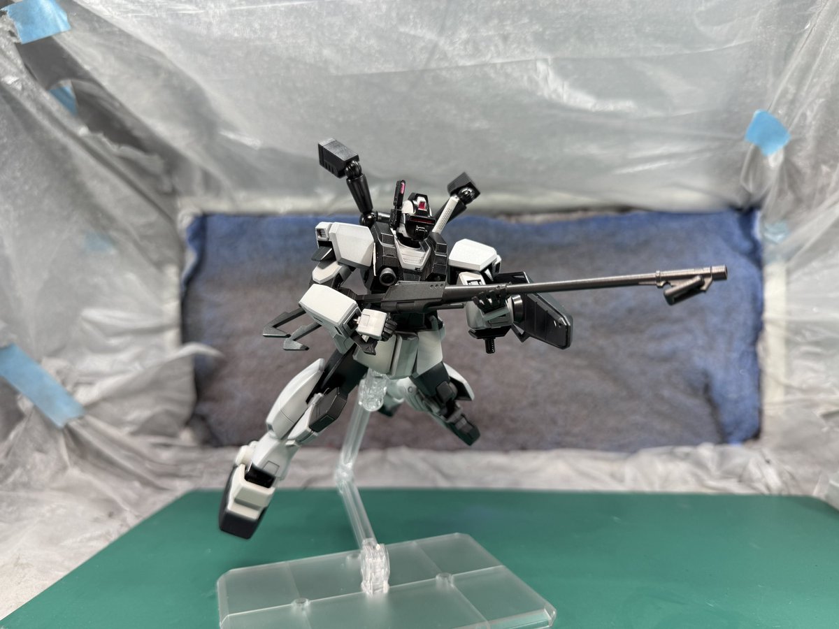 MIYAROS1's tweet photo. #ガンプラ
#ガンダム
#ジョニ帰
#MSV

ミキシング製作した
ジム・ナイトシーカー（ヴァースキ専用機）完全👍

ミキシングで漫画登場機を再現して製作したのは初めてで荒削り感はあるけど、
ゲームでお世話になった機体だったから、そこまで難しい加工無く製作できたのは良かった😊

���まにはオリジナルで製作するのと違い、再現製作するのもありかなと思った😁

さあ次は何を作ろっかな🤔
