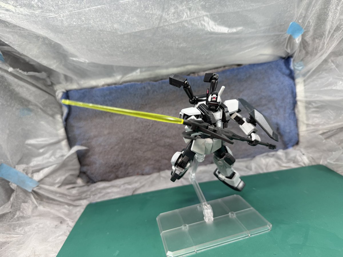 MIYAROS1's tweet photo. #ガンプラ
#ガンダム
#ジョニ帰
#MSV

ミキシング製作した
ジム・ナイトシーカー（ヴァースキ専用機）完全👍

ミキシングで漫画登場機を再現して製作したのは初めてで荒削り感はあるけど、
ゲームでお世話になった機体だったから、そこまで難しい加工無く製作できたのは良かった😊

���まにはオリジナルで製作するのと違い、再現製作するのもありかなと思った😁

さあ次は何を作ろっかな🤔