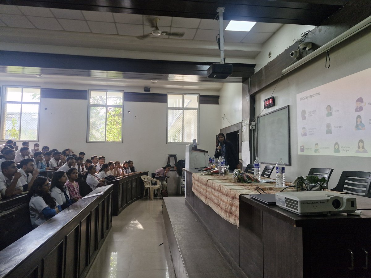 DtopuneR's tweet photo. On 17.06.2026 NTEP Orientation Session conducted at BJ Medical College, Pune by Dr. Swarna Ramteke Ma'am(WHO Consultant). A total of 250 students participated and learned about the vision of TB-Free India.
#EndTB #TBMuktBharatAbhiyan #NTEP #TBFreeIndia #TBHaregaDeshJeetega https://t.co/Q5GWP78ngb