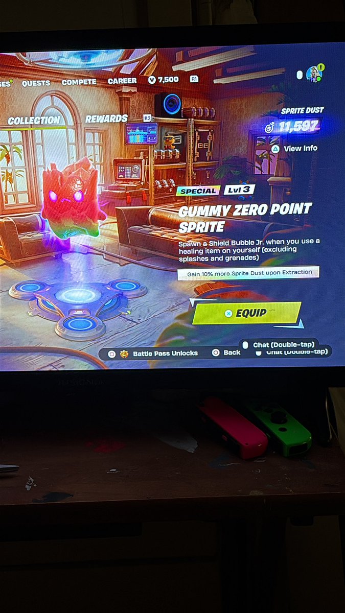 GetTickled_17's tweet photo. I HAVE THE GUMMY ZERO POINT SPRITE! #fortnite #zeropoint https://t.co/05oGJIpJG2